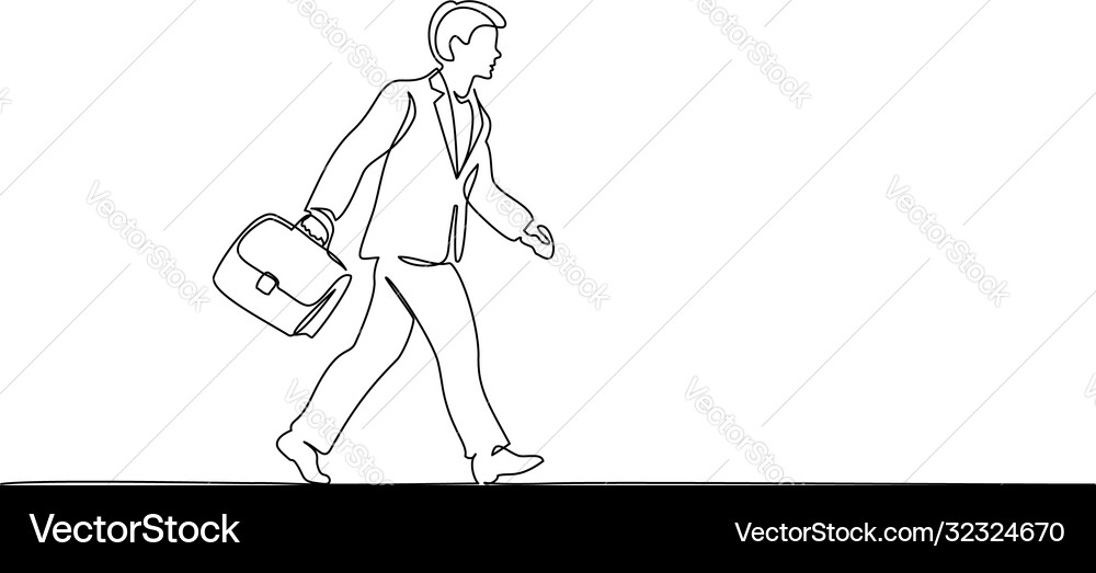 Man Walking with Briefcase - Single Line Art vector image