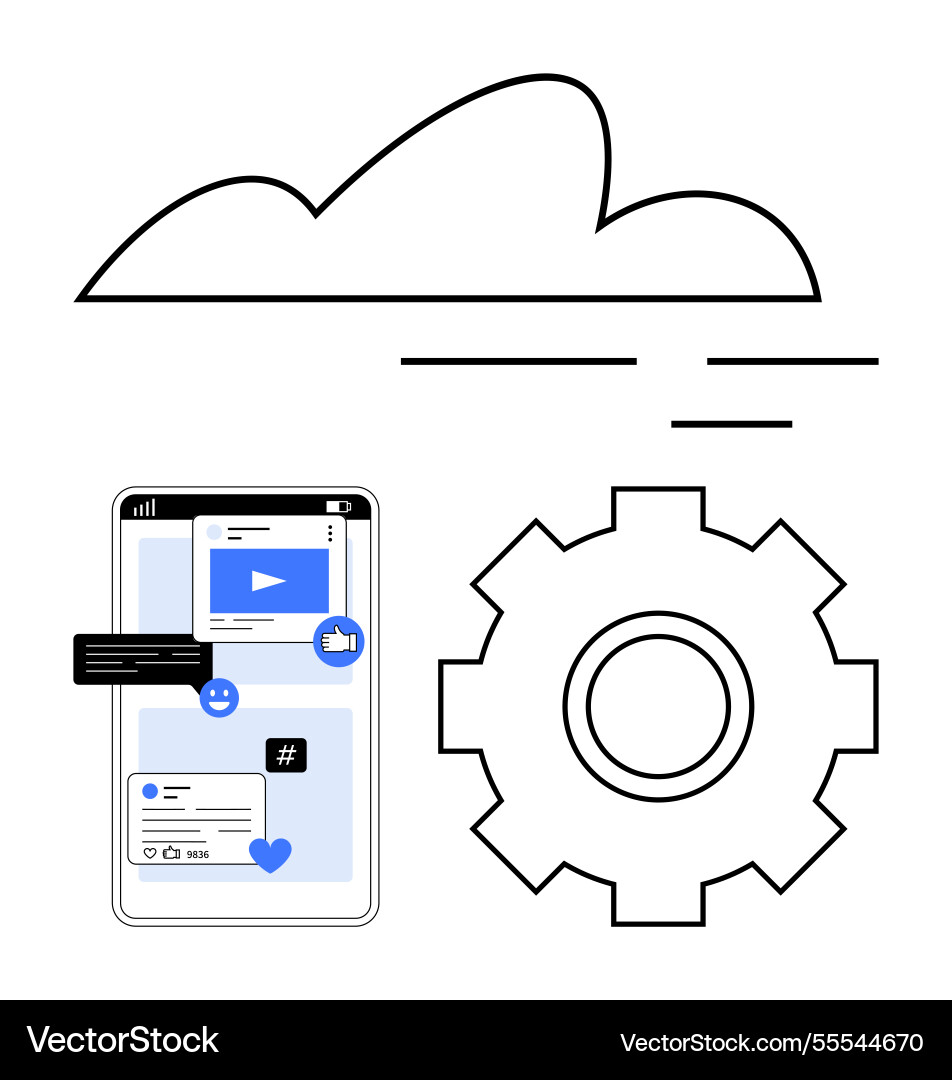 Mobile app interface with social media elements Mobile app interface with social media elements vector image