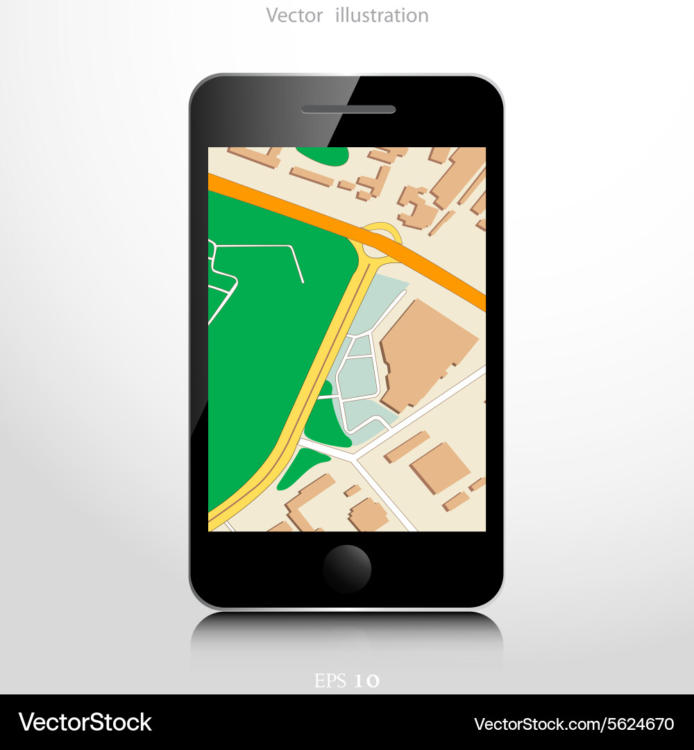 Navigation background with mobile device vector image