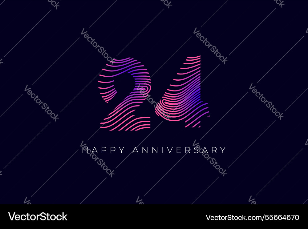 Numeric design with line curve 24th happy Vector Image