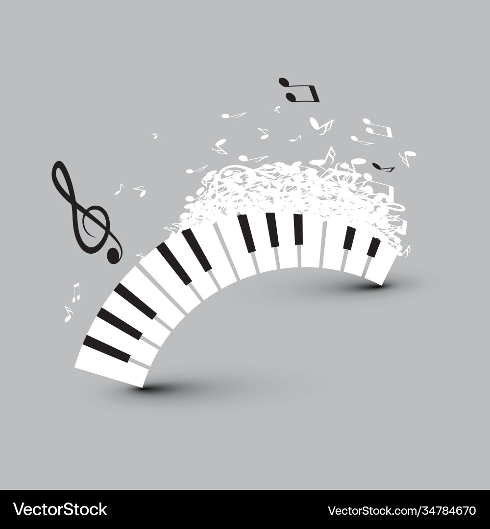Piano keyboard with notes - abstract background Piano keyboard with notes - abstract background vector image