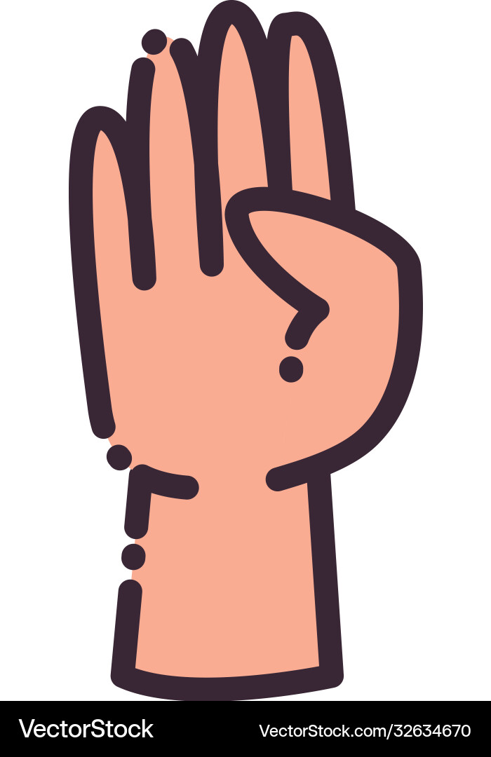 Promise gesture with hand line and fill style icon Vector Image