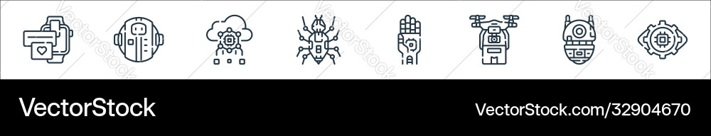 Robotics line icons linear set quality Vector Image