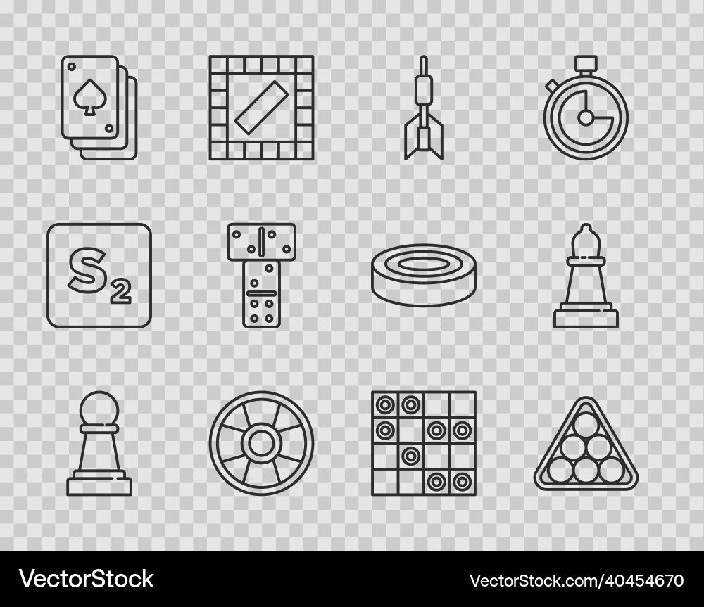 Set line chess billiard balls in triangle dart Set line chess billiard balls in triangle dart vector image