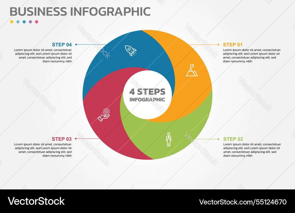 Visuelle Datenpräsentation Zyklusdiagramm mit 4 Vektorbild