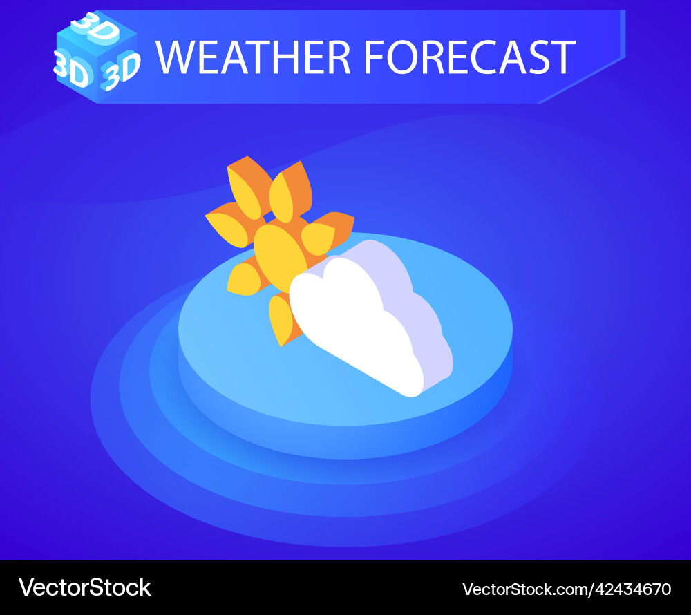 Weather forecast isometric design icon web 3d Weather forecast isometric design icon web 3d vector image