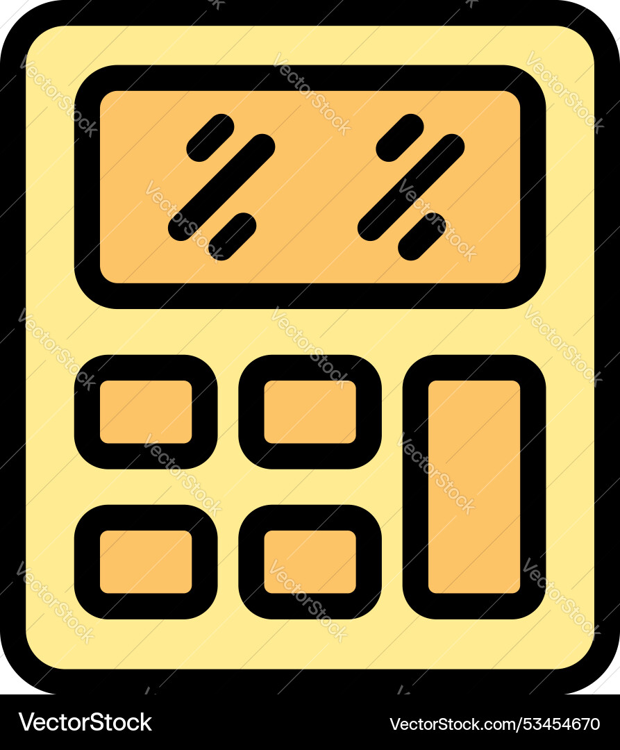 Yellow calculator icon showing numbers on display Vector Image