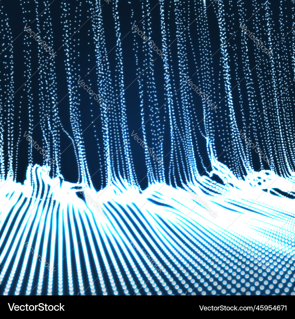 Array with dynamic emitted particles 3d glowing Array with dynamic emitted particles 3d glowing Vector Image