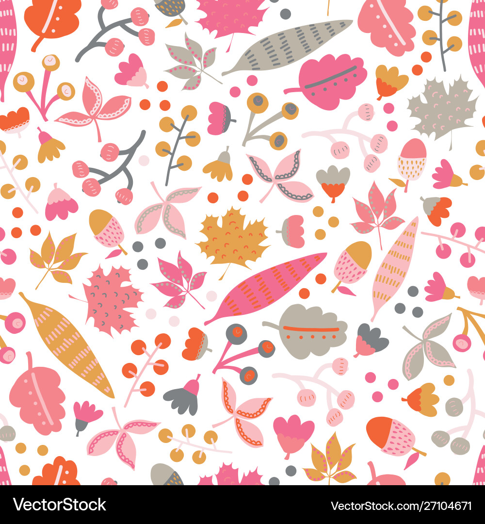 Autumn Leaf Doodle Pattern Vector Image