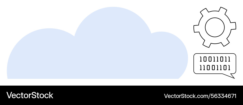 Cloud with Binary Code & Gear vector image