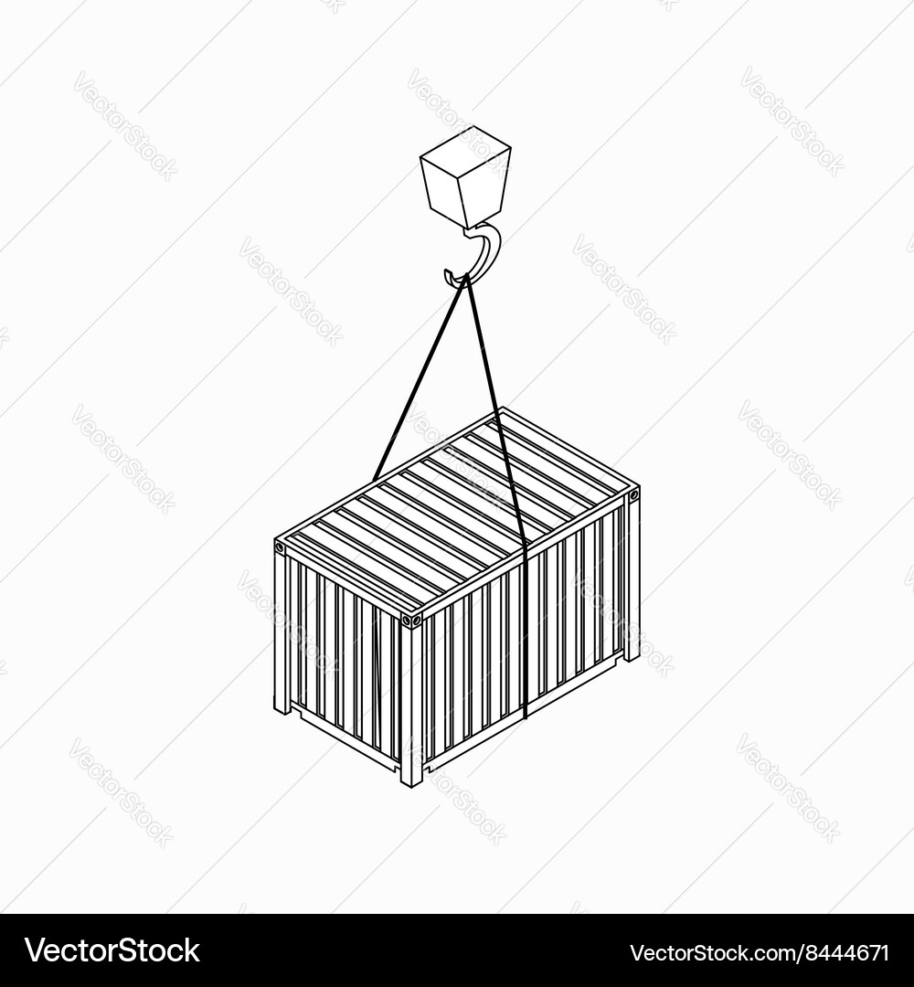 Crane Lifting Container - Isometric 3D Vector Image