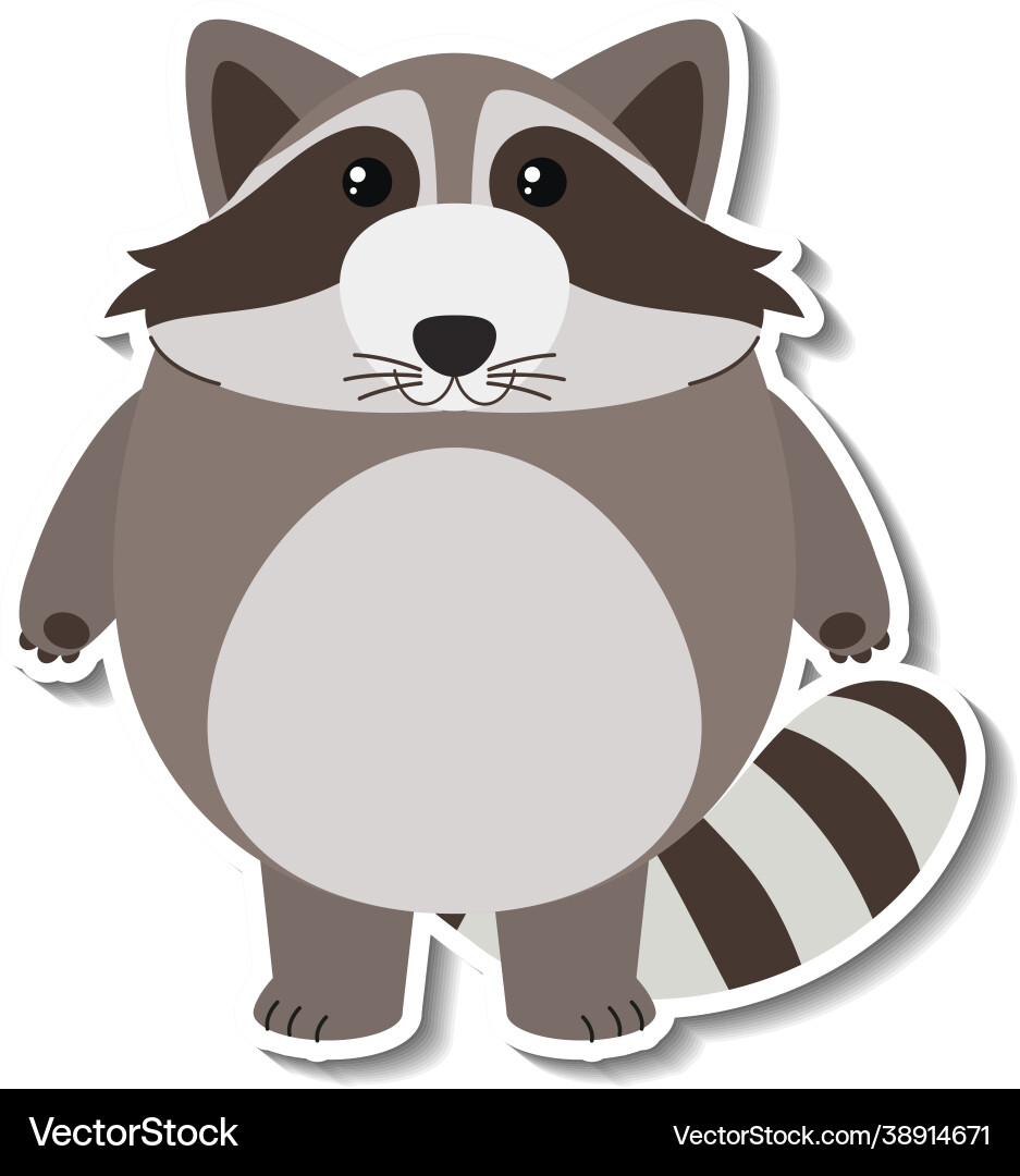 Ein süßer Waschbär Cartoon Tier Aufkleber Ein süßer Waschbär Cartoon Tier Aufkleber vektorbild