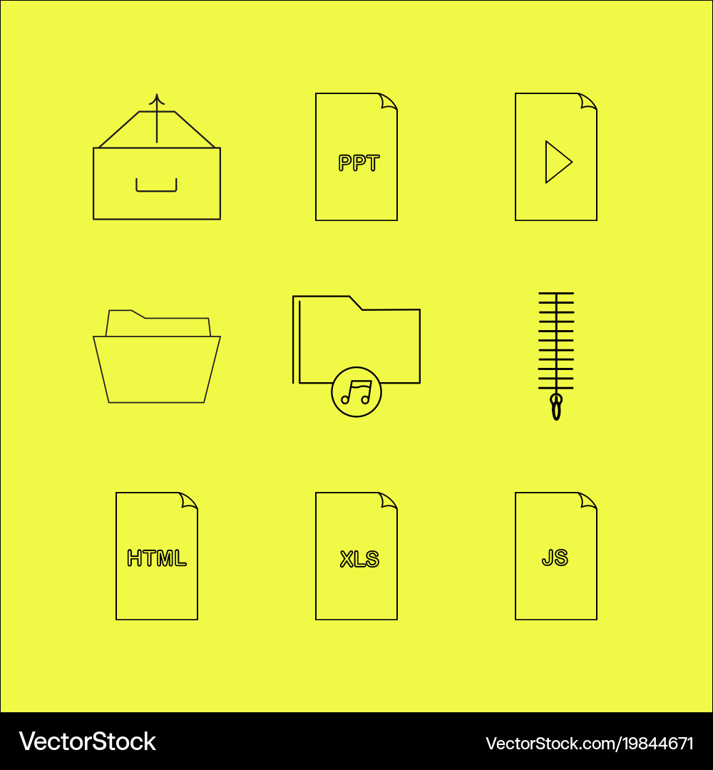 Files and folders linear icon set simple outline vector image