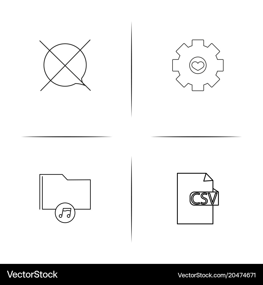 Files and folders sign simple linear icons set Vector Image