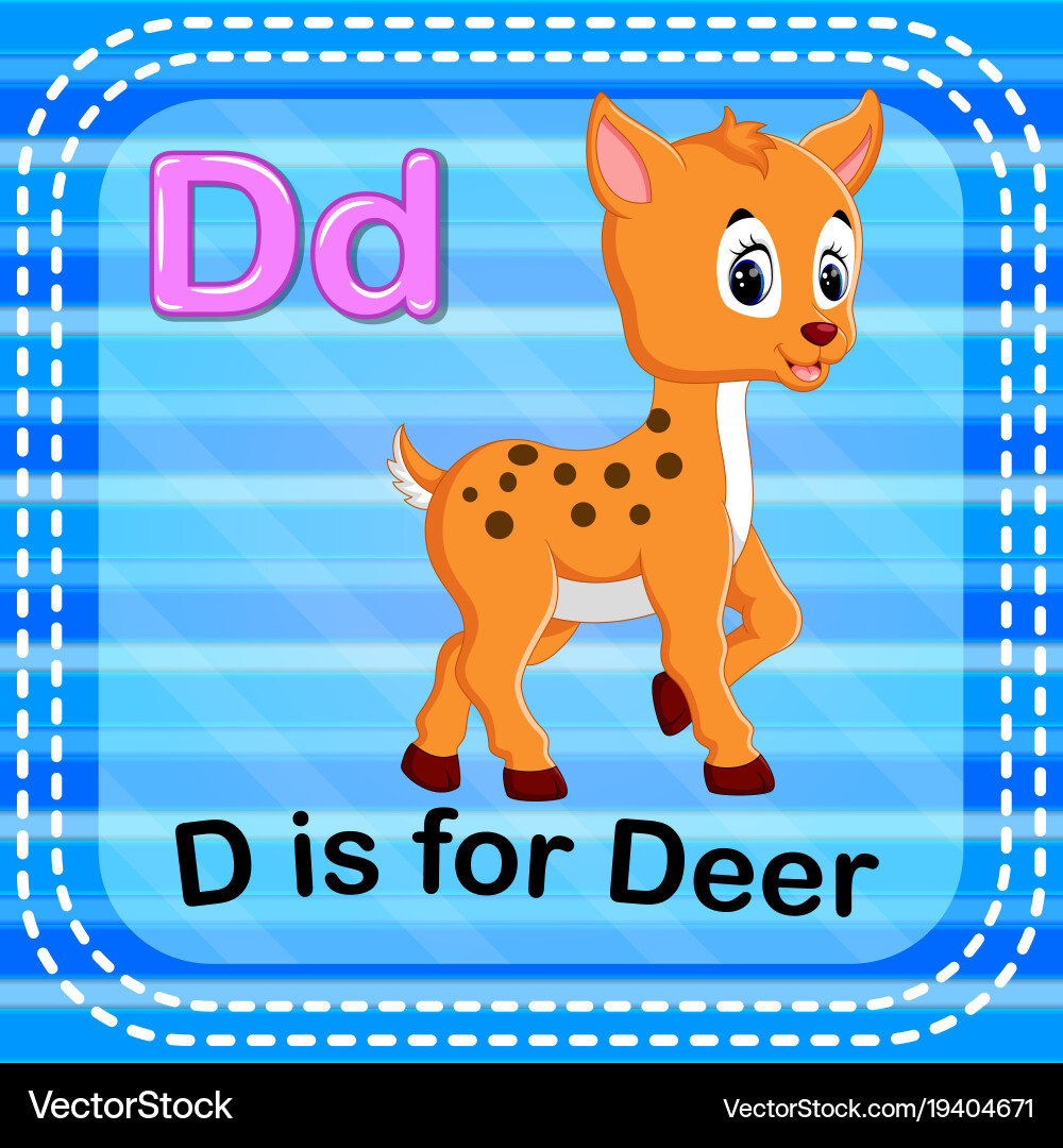 Flashcard letter d is for deer vector image