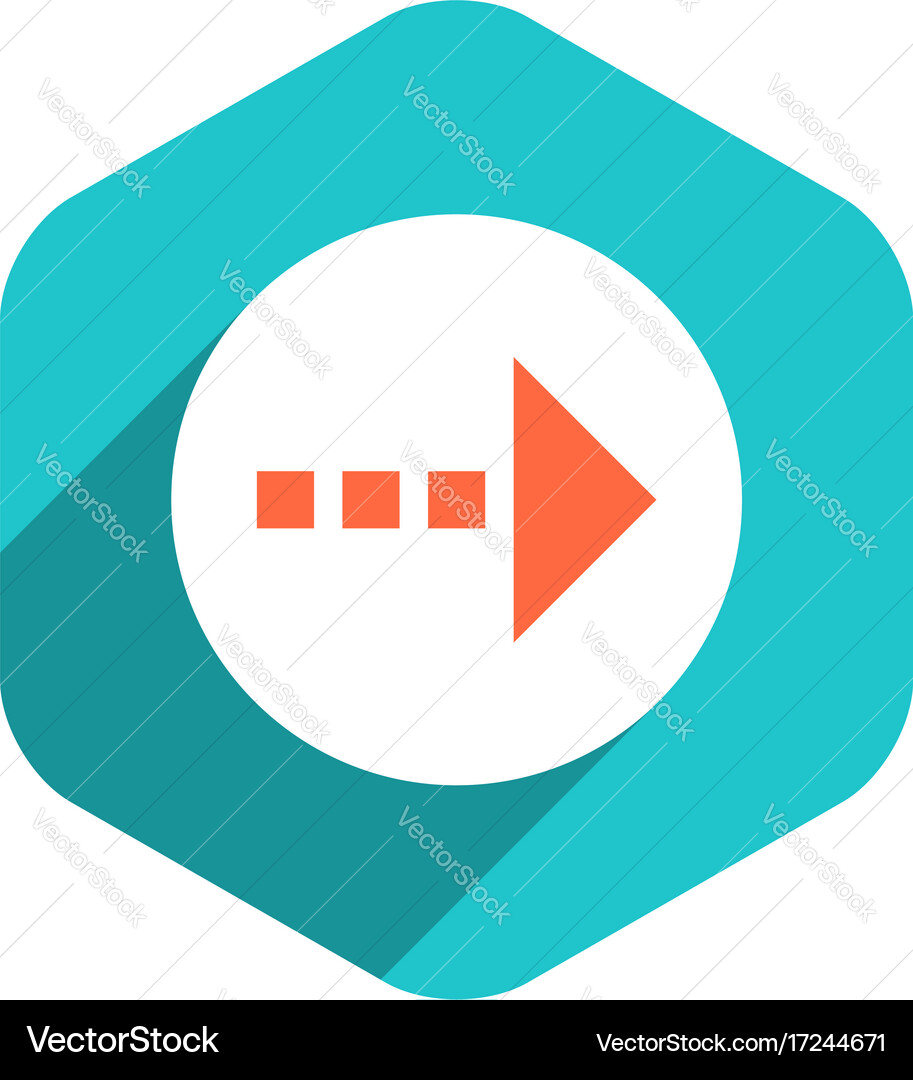 Flat arrow sign round icon hexagon button vector image