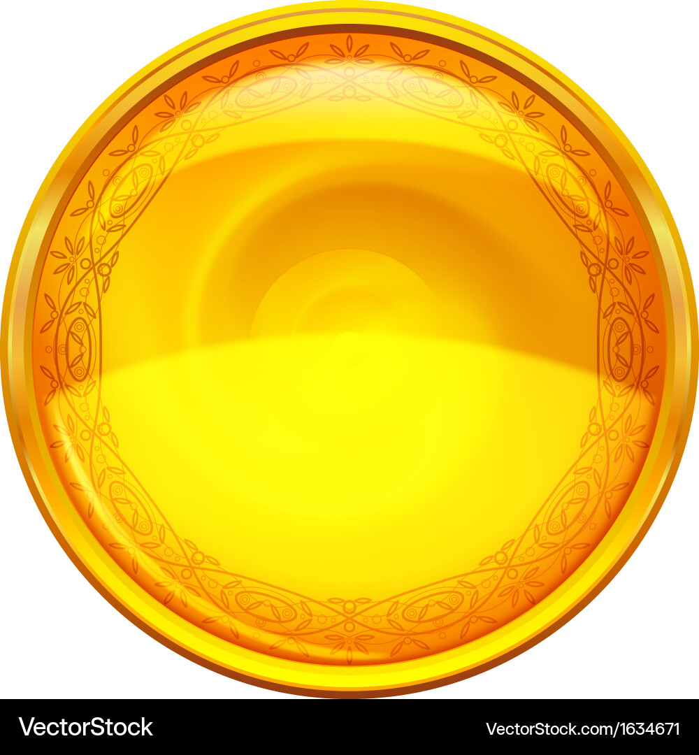 Golden button with pattern Vector Image