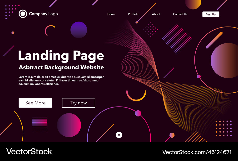 Gradient abstract background landing page Gradient abstract background landing page vector image