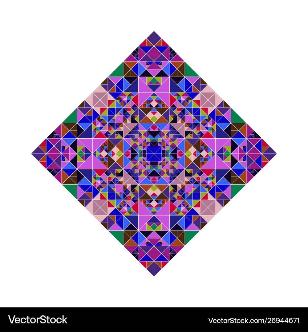 Isolated ornate triangular mosaic diagonal square vector image