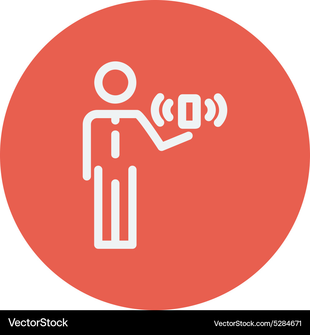 Man and wireless signal thin line icon vector image