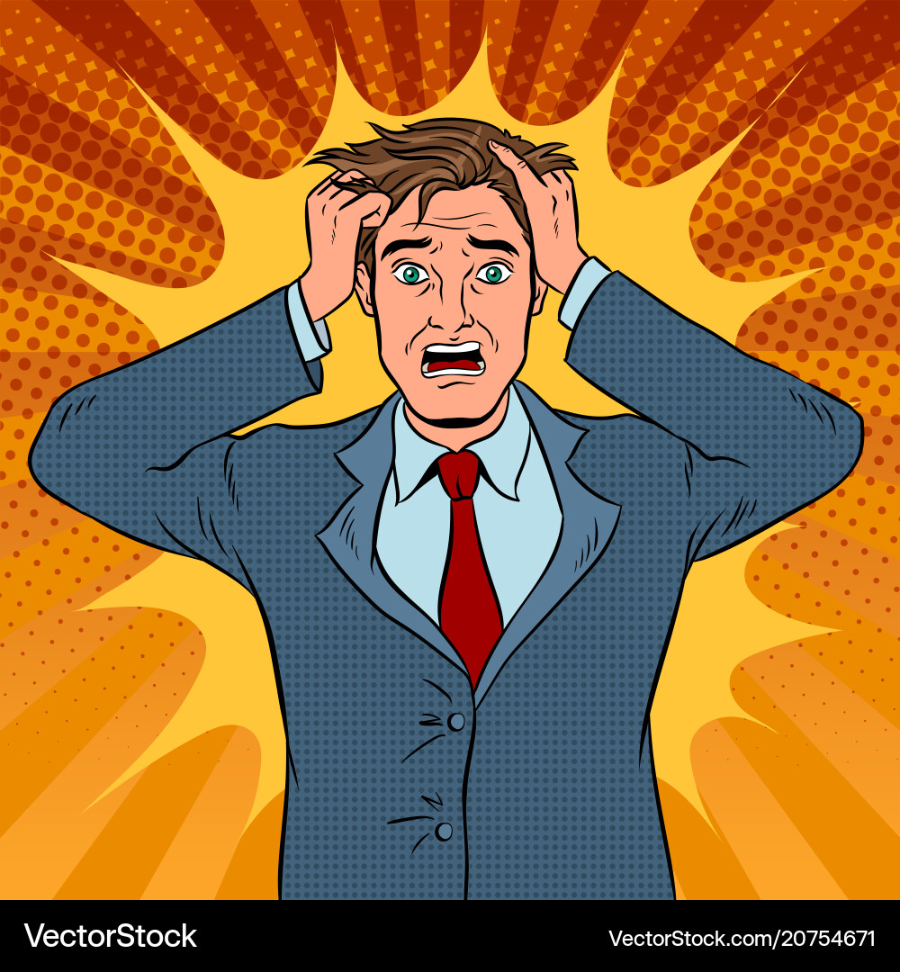 Man with Panic Expression Pop Art vector image