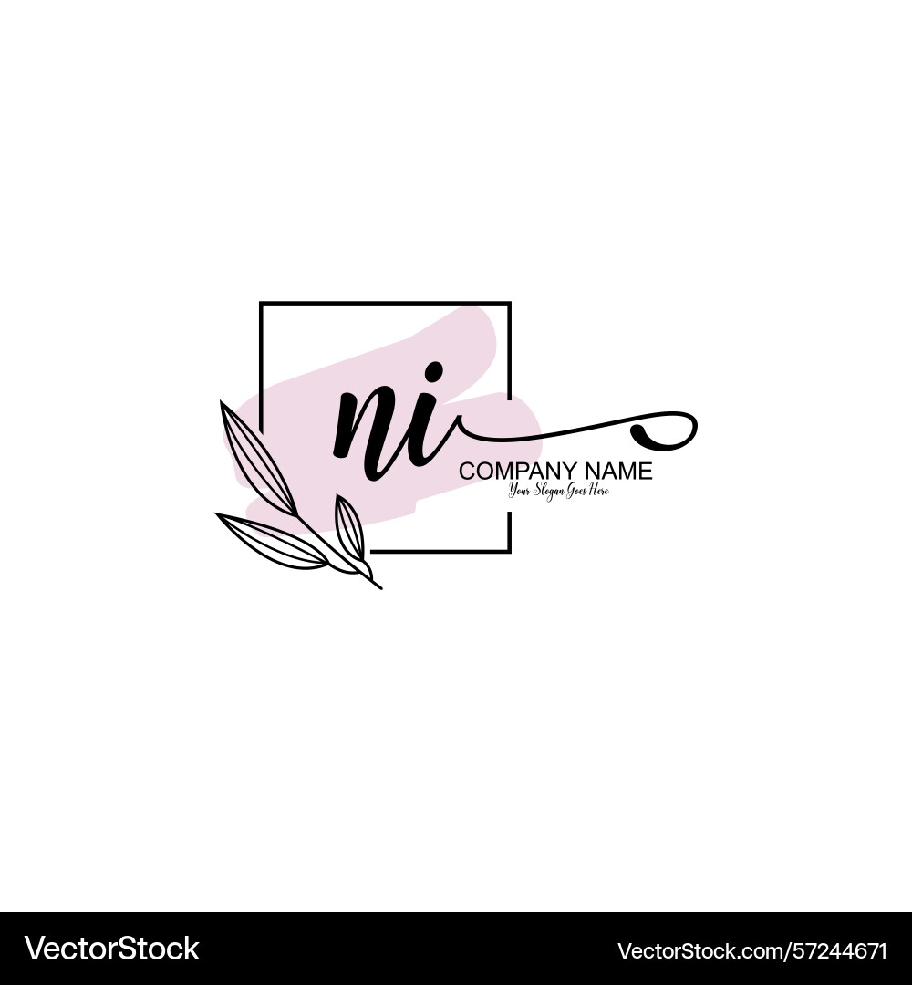 Modern botanical ni initial logo collection Vector Image
