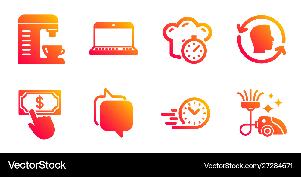 Notebook cooking timer and messenger icons set Notebook cooking timer and messenger icons set vector image