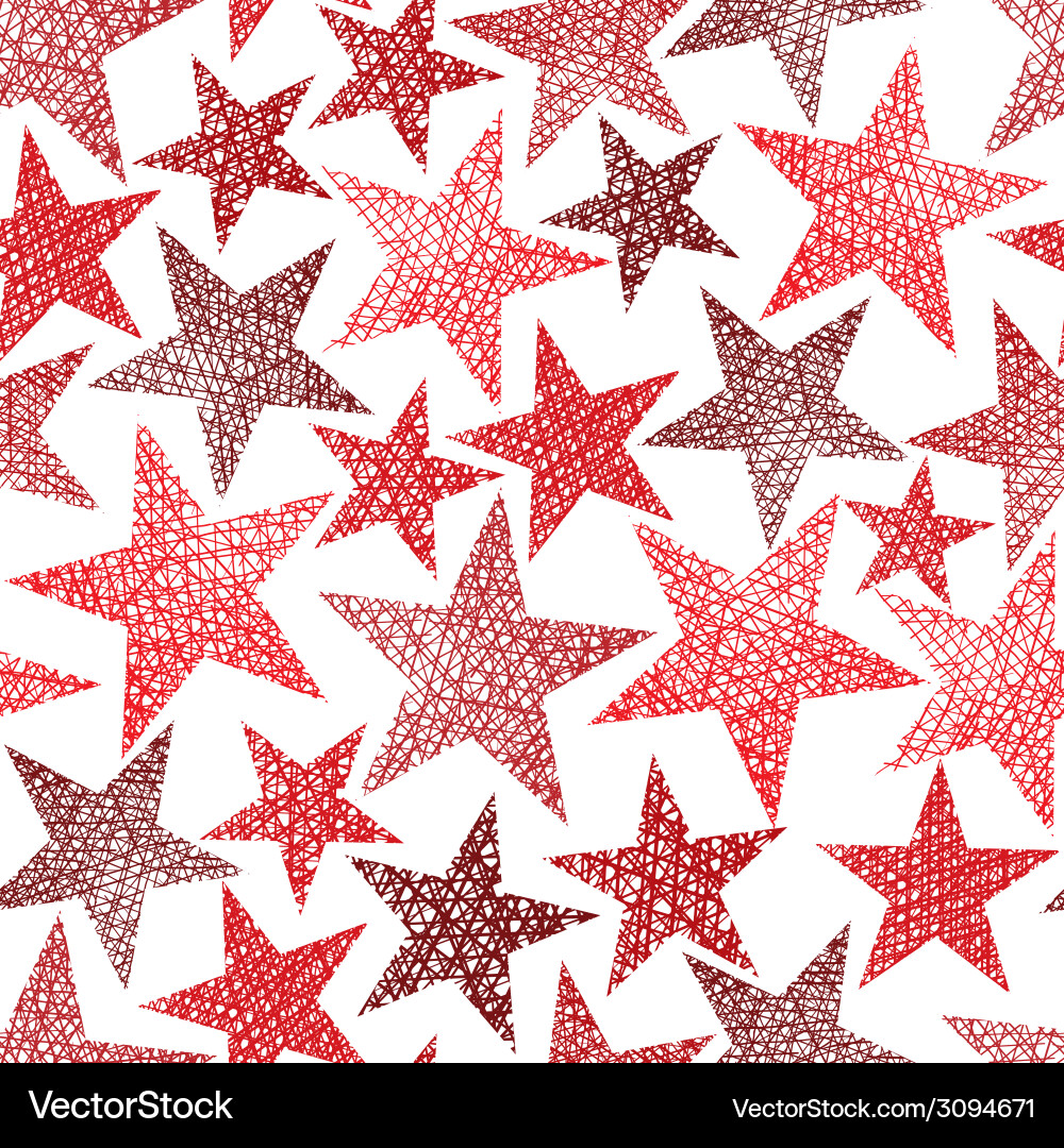 Red stars seamless pattern repeating background Vector Image