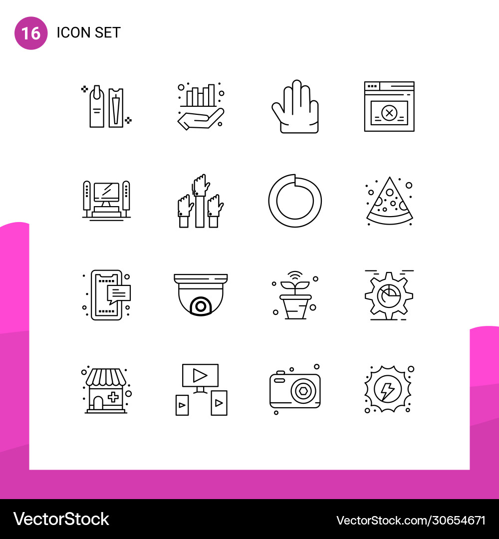 Set 16 outlines on grid for computing website Vector Image