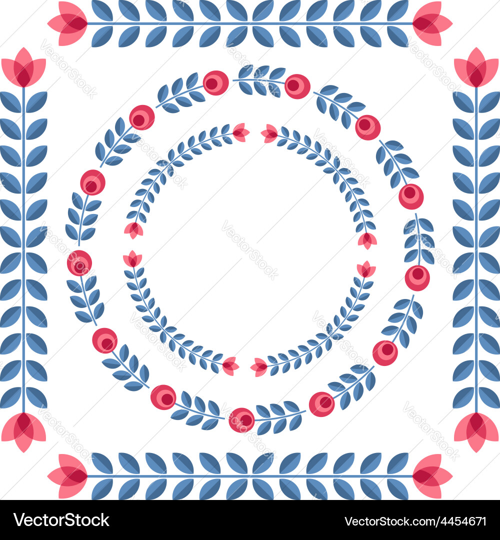 Set of design elements - round floral frames vector image