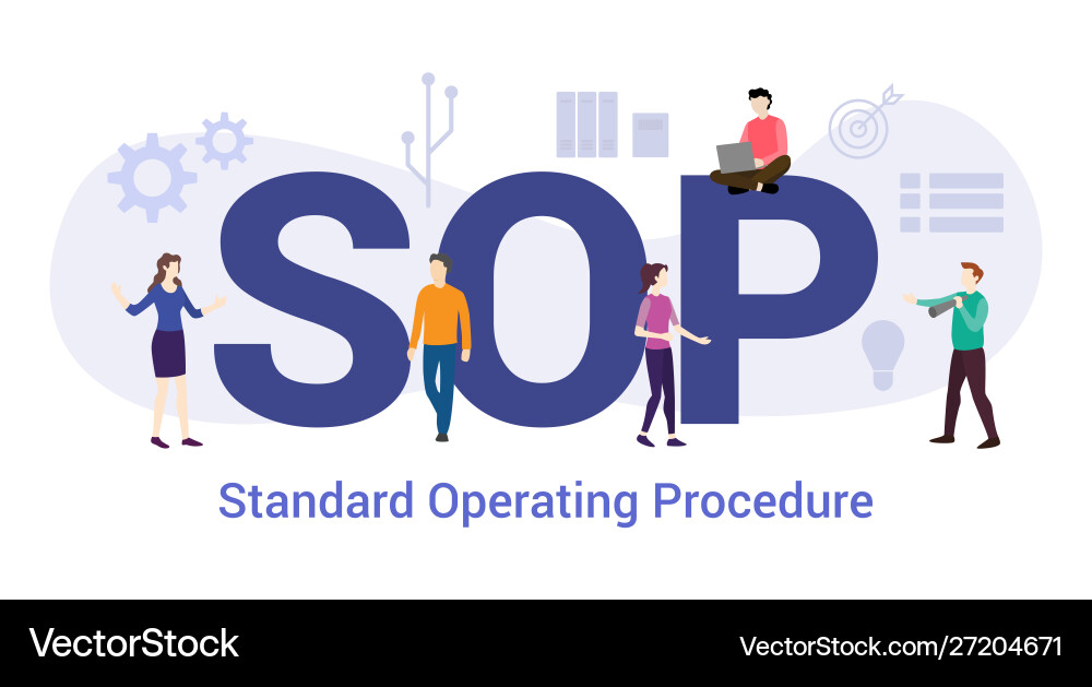 Sop standard operating procedure concept with big Sop standard operating procedure concept with big vector image