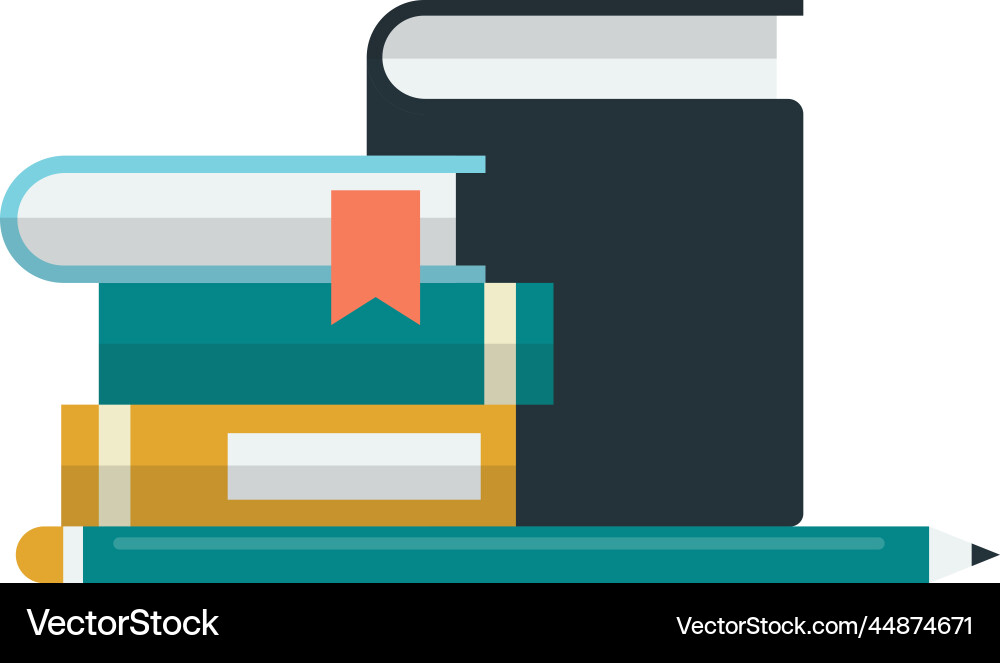 Stack of books on the shelf in minimal style Vector Image