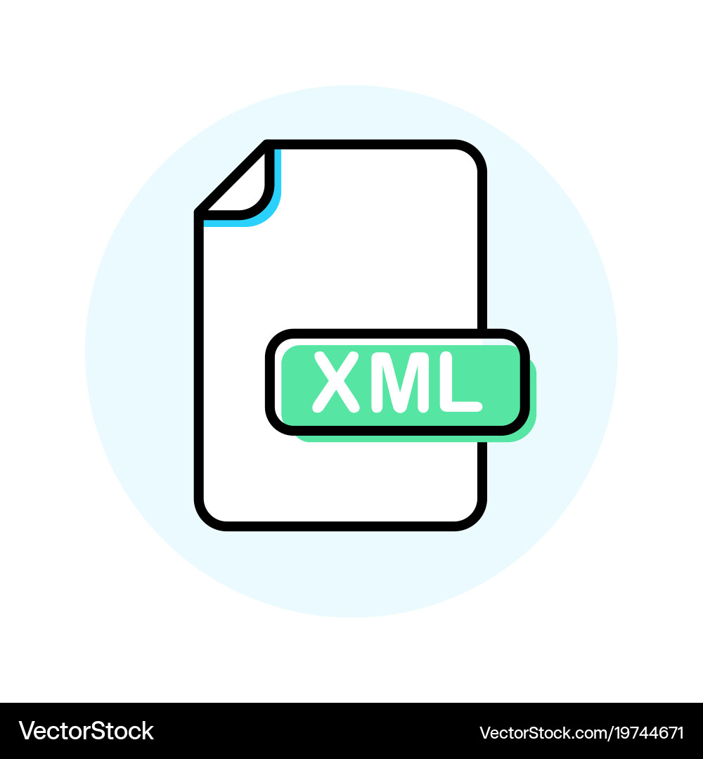 Xml file format extension color line icon vector image