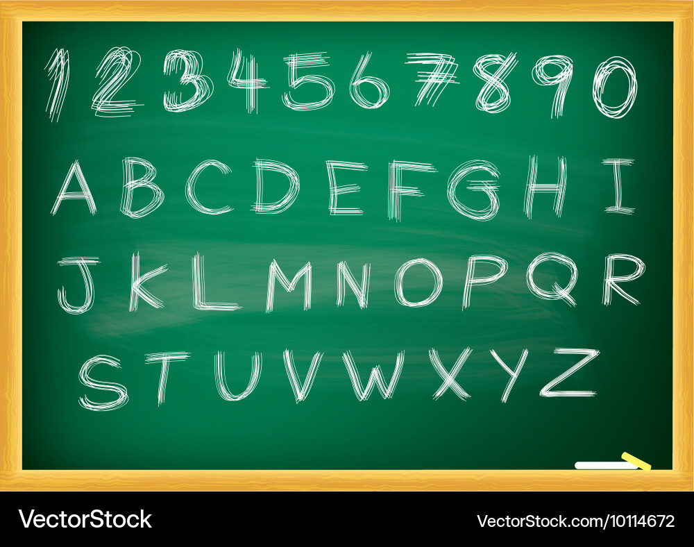 Abc alphabet type font set of on blackboard eps 10 Vector Image