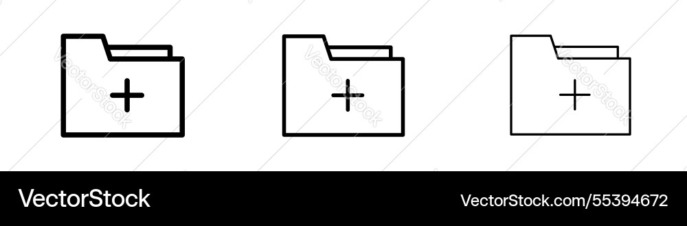 Add folder icons in three different stroke lines Add folder icons in three different stroke lines vector image
