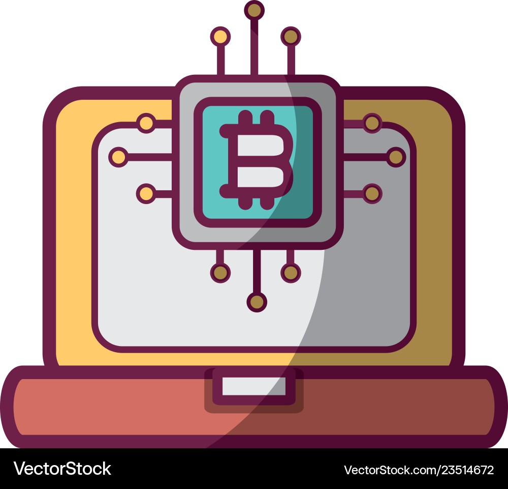 Bitcoin microchip icon vector image