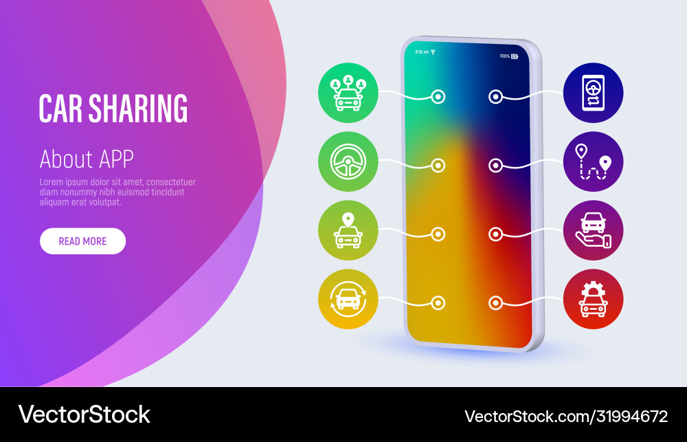Car sharing web page template with copy space vector image