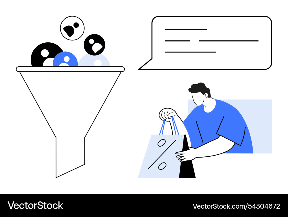 Conversion funnel with user icons and person Vector Image