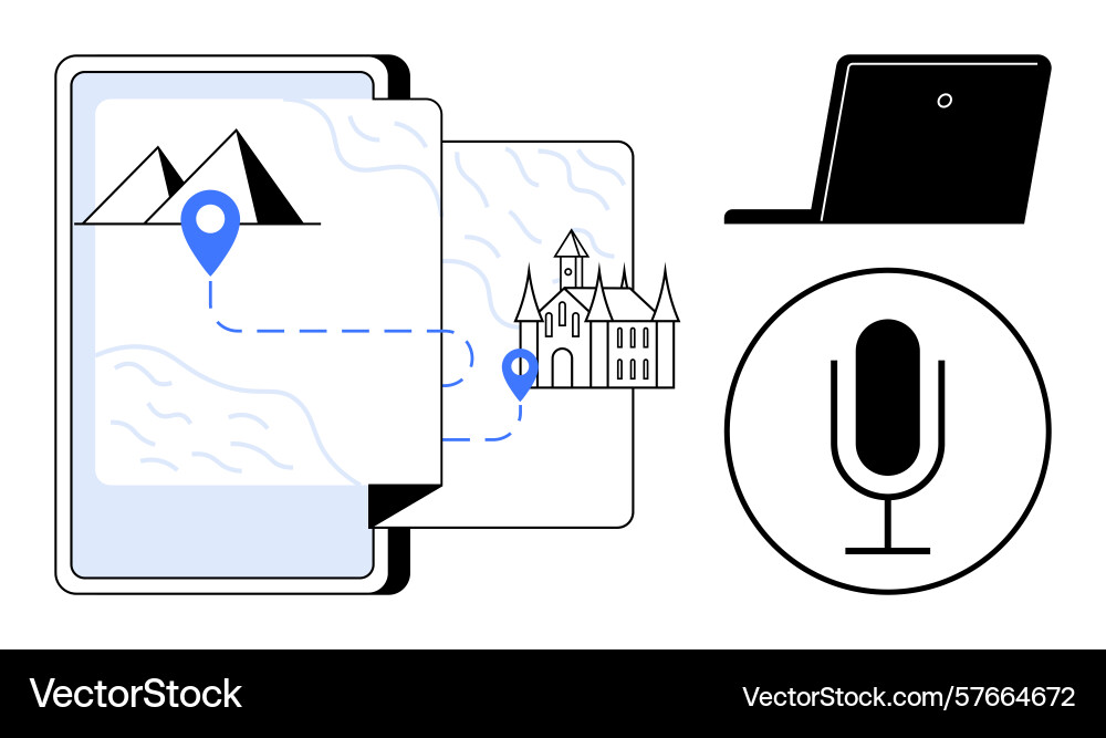 Digital map navigation with travel locations Digital map navigation with travel locations vector image