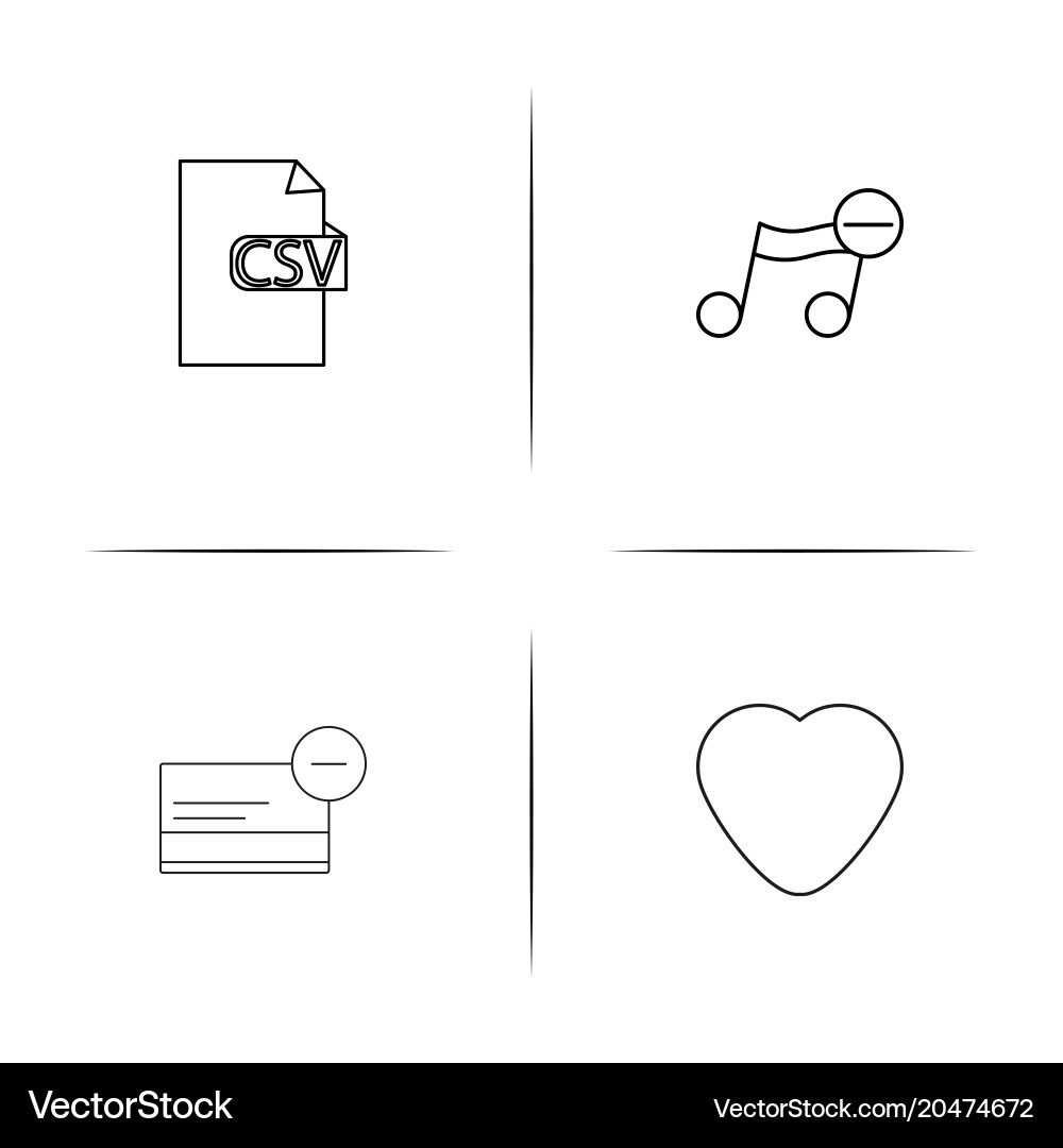 Files and folders sign simple linear icons set vector image