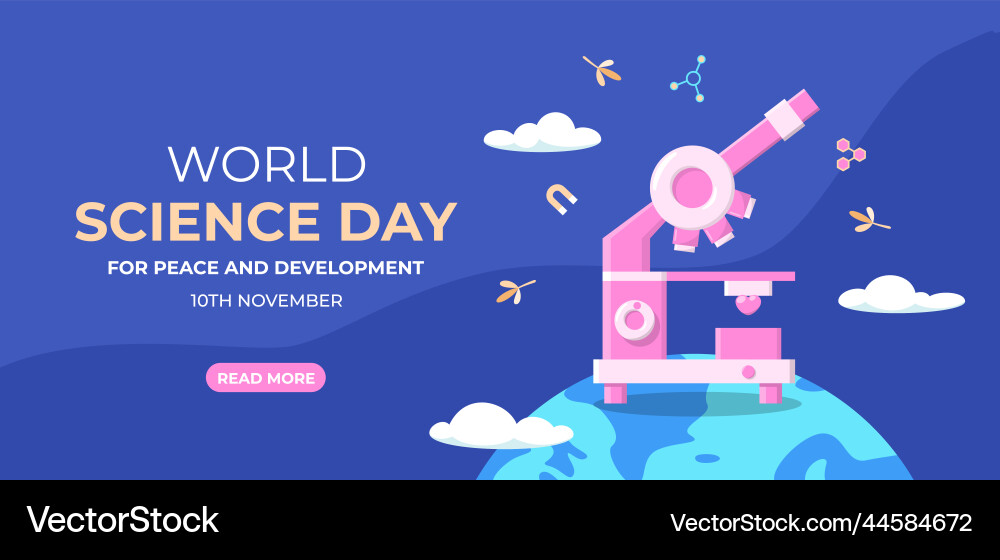 Flat world science day horizontal banner template Flat world science day horizontal banner template Vector Image