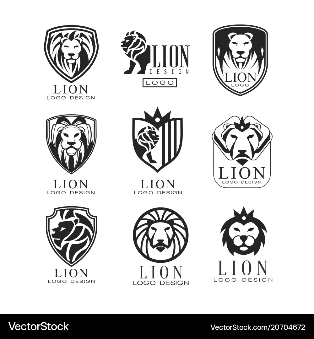 Lion Head Logo Set Vector Image