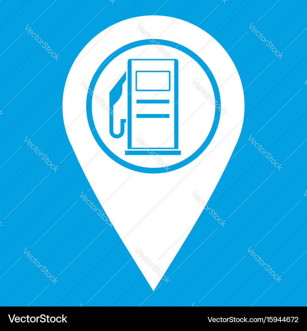 Map pointer with gas station symbol icon white vector image