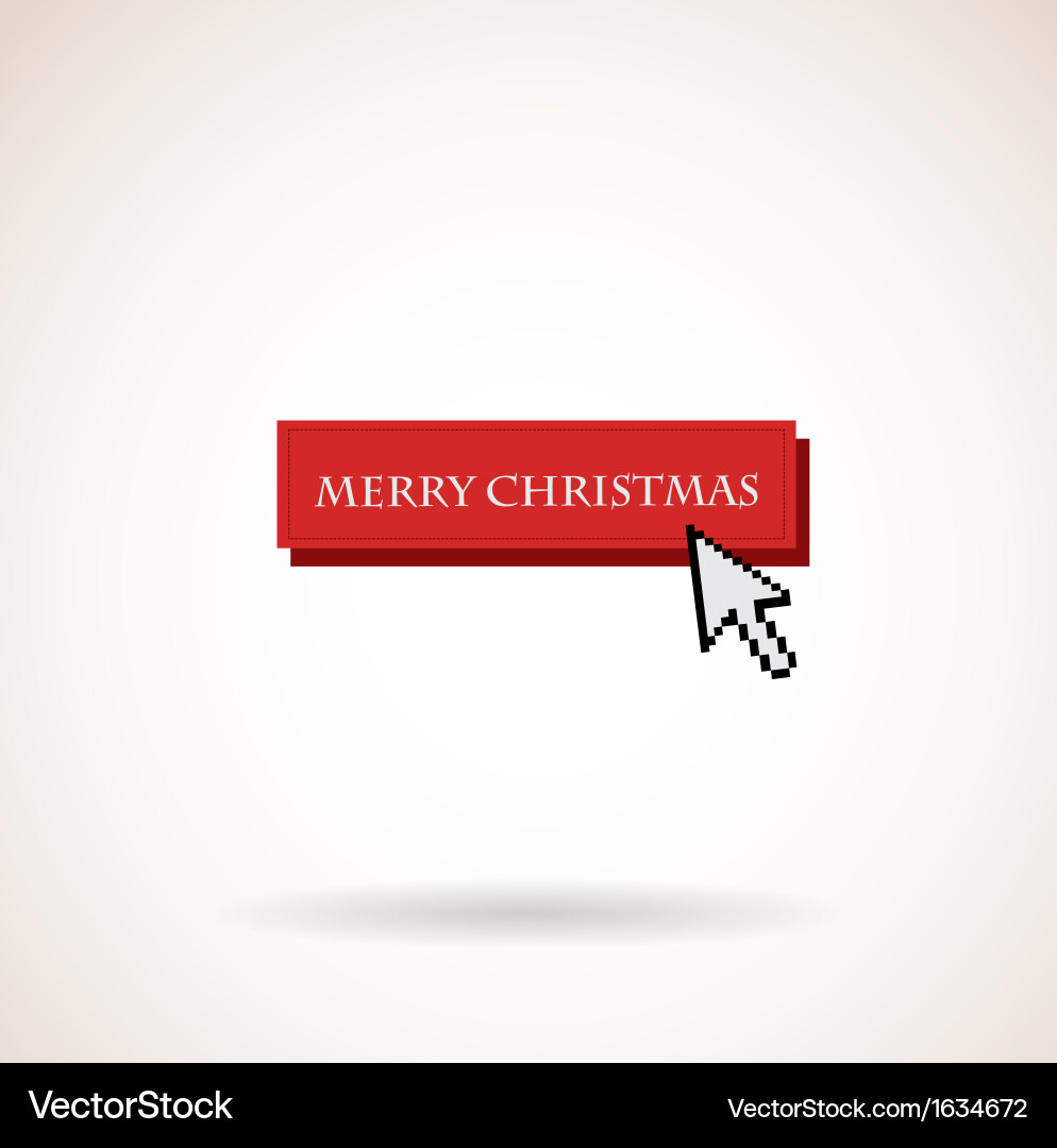 Merry Christmas Button with Computer Icon vector image