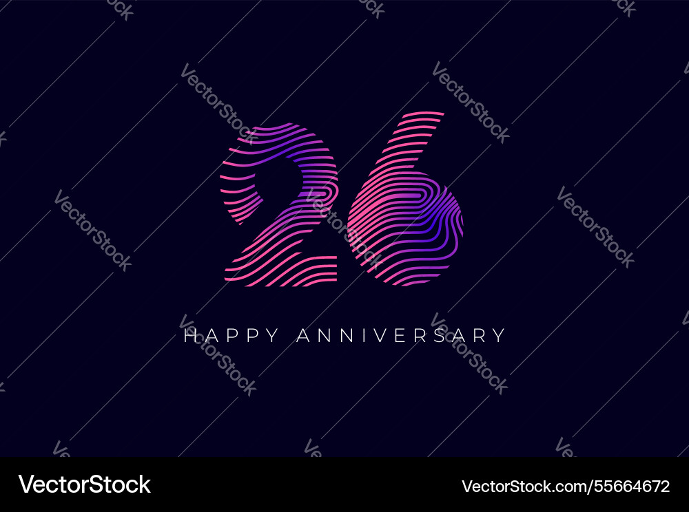 Numeric design with line curve 26th happy Numeric design with line curve 26th happy vector image