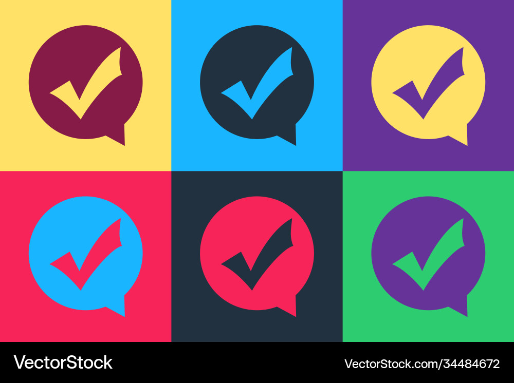 Pop art check mark in circle icon isolated Pop art check mark in circle icon isolated vector image
