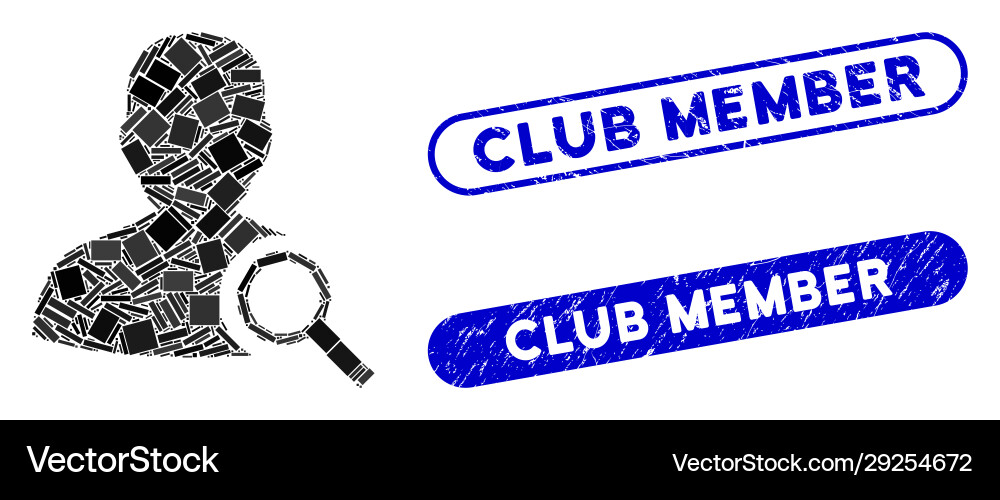 Rectangle mosaic find user with textured club Rectangle mosaic find user with textured club Vector Image