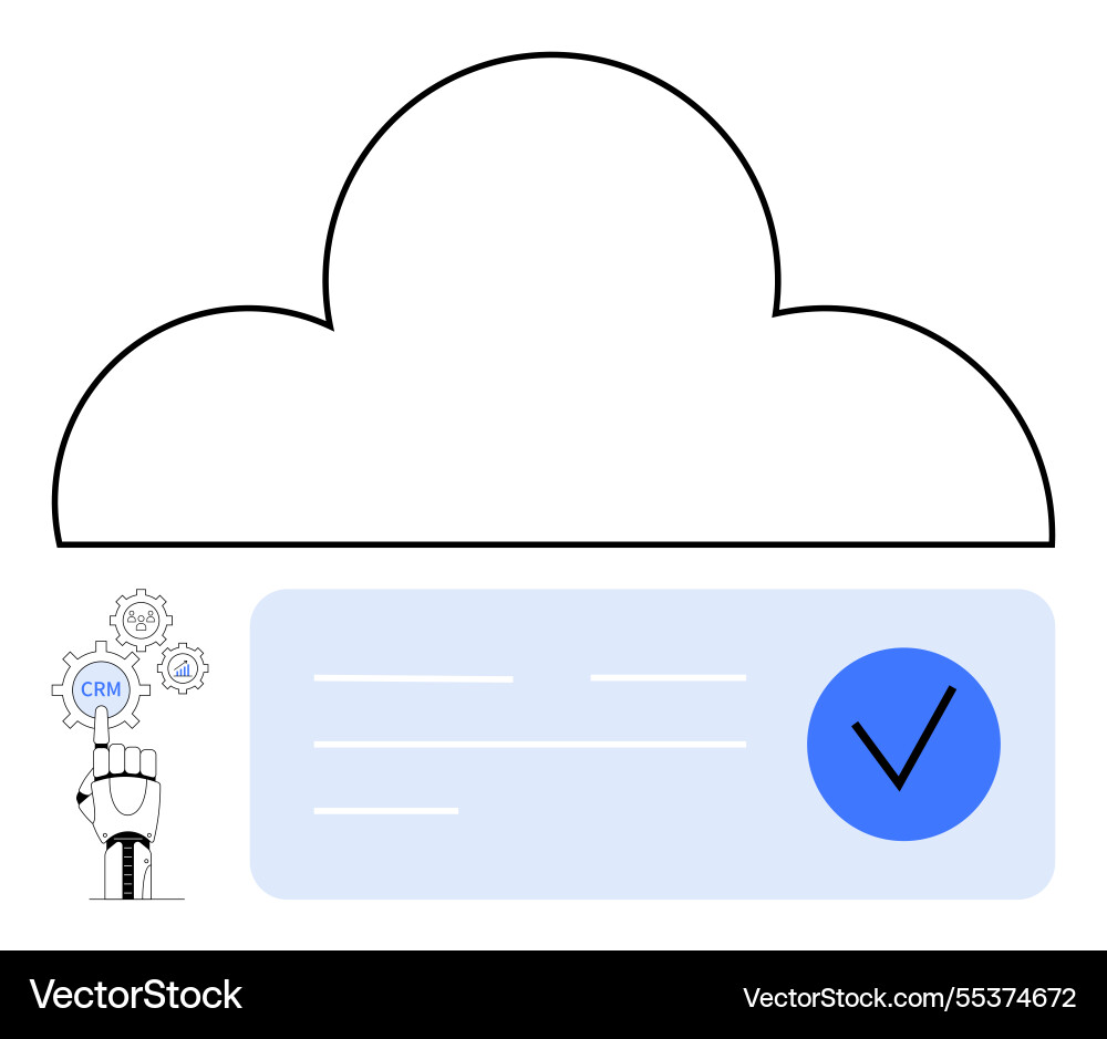 Robot hand accessing cloud-based crm Robot hand accessing cloud-based crm vector image