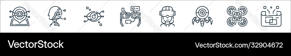 Robotics line icons linear set quality Robotics line icons linear set quality vector image