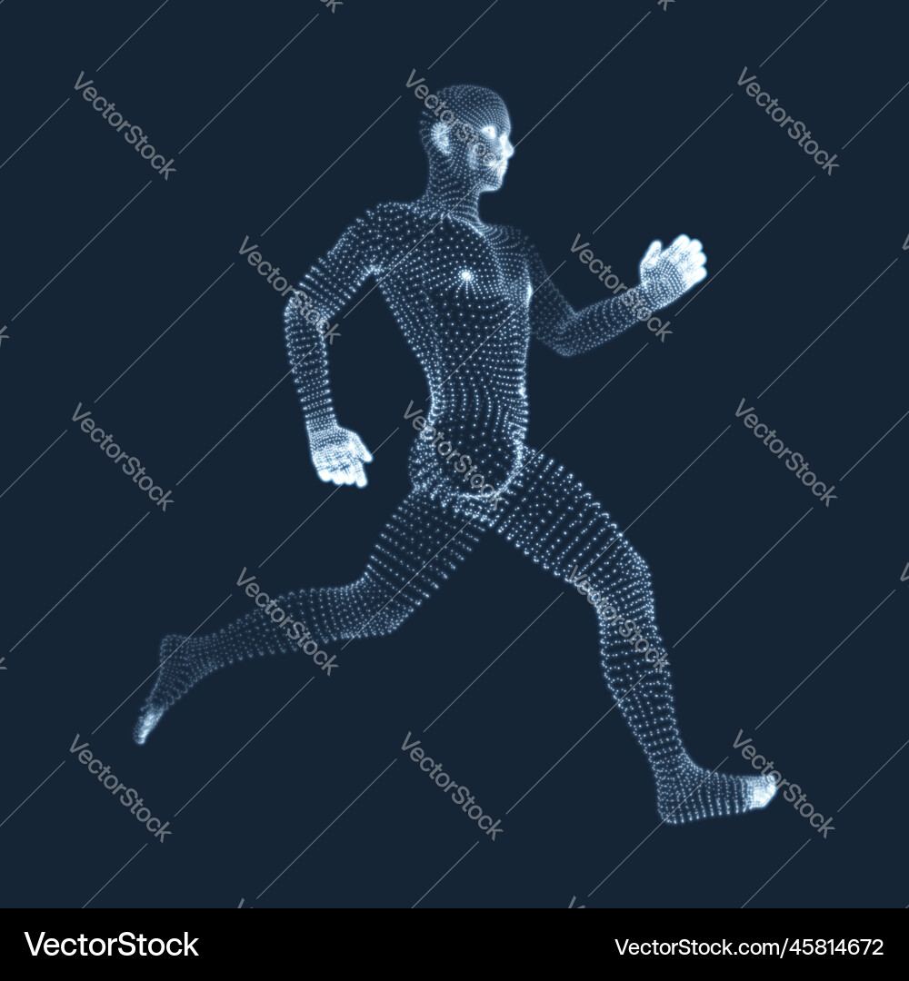 Running man graphics composed of particles 3d Running man graphics composed of particles 3d Vector Image